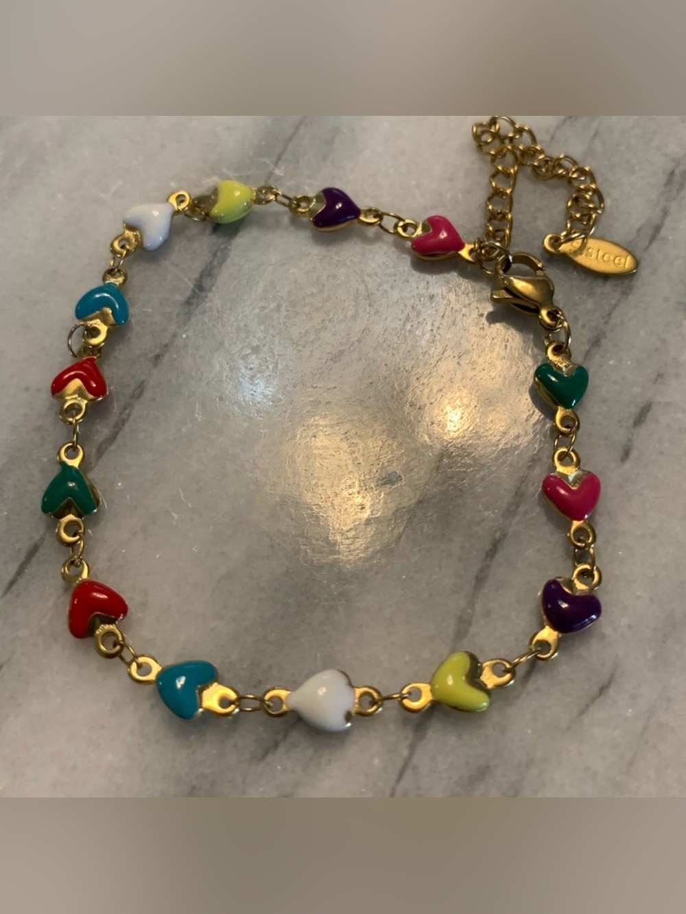 Colorful Stainless Steel Heart Bracelet